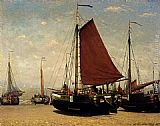 The Bomschuit Prinses Sophie On The Beach, Scheveningen by Hendrik Willem Mesdag